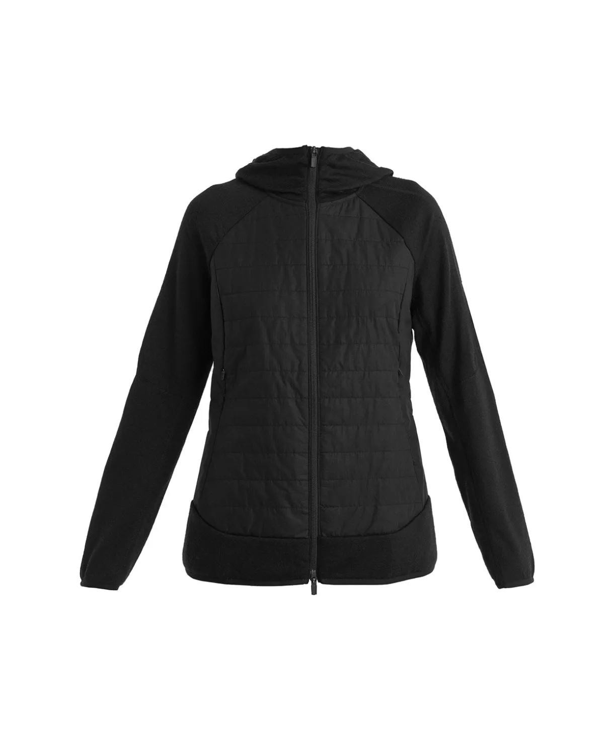 Icebreaker Women Mer Quantum Hybrid LS Zip Hoodie - Black