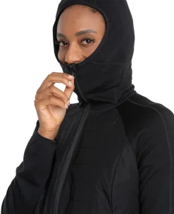 Icebreaker Women Mer Quantum Hybrid LS Zip Hoodie - Black