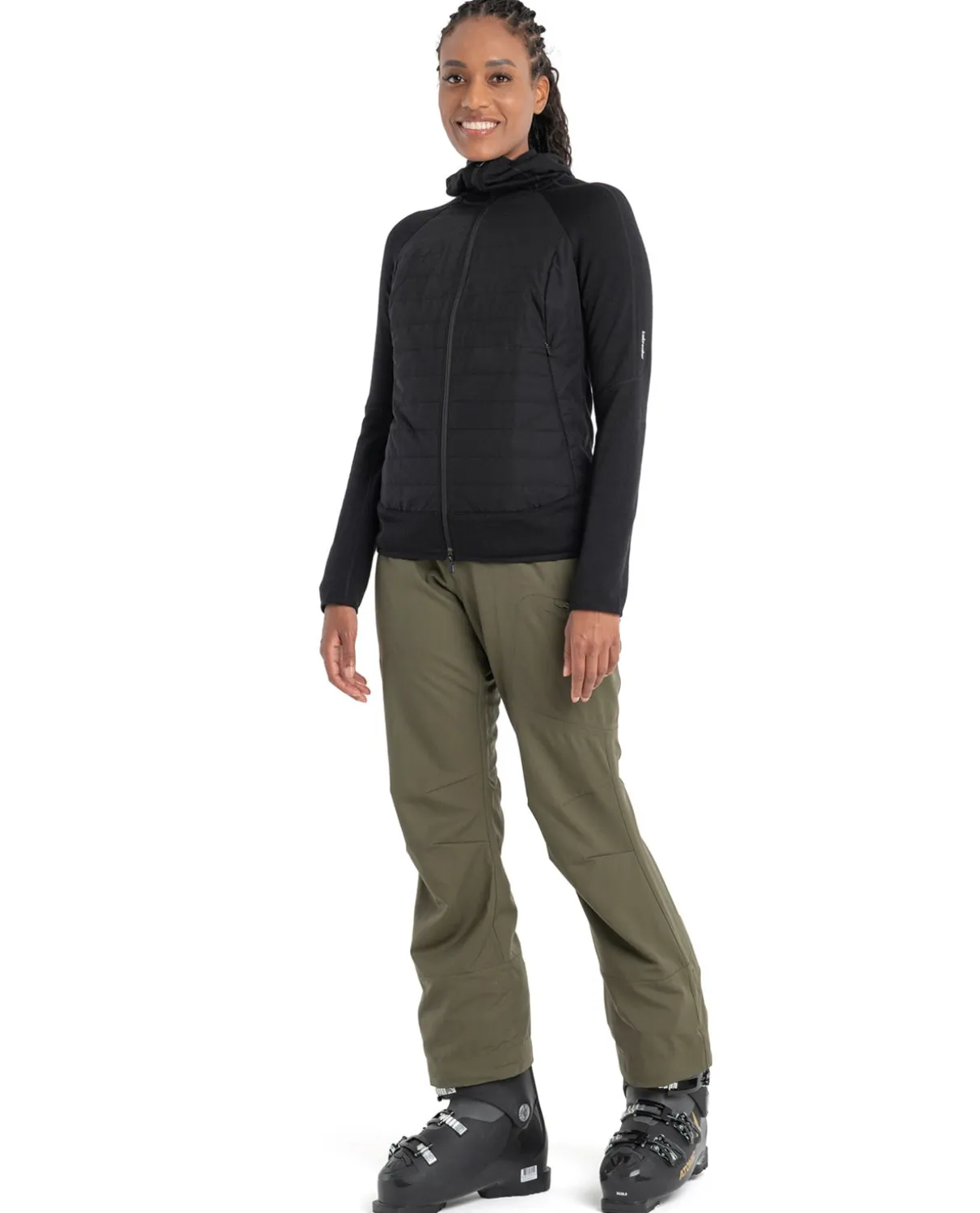 Icebreaker Women Mer Quantum Hybrid LS Zip Hoodie - Black
