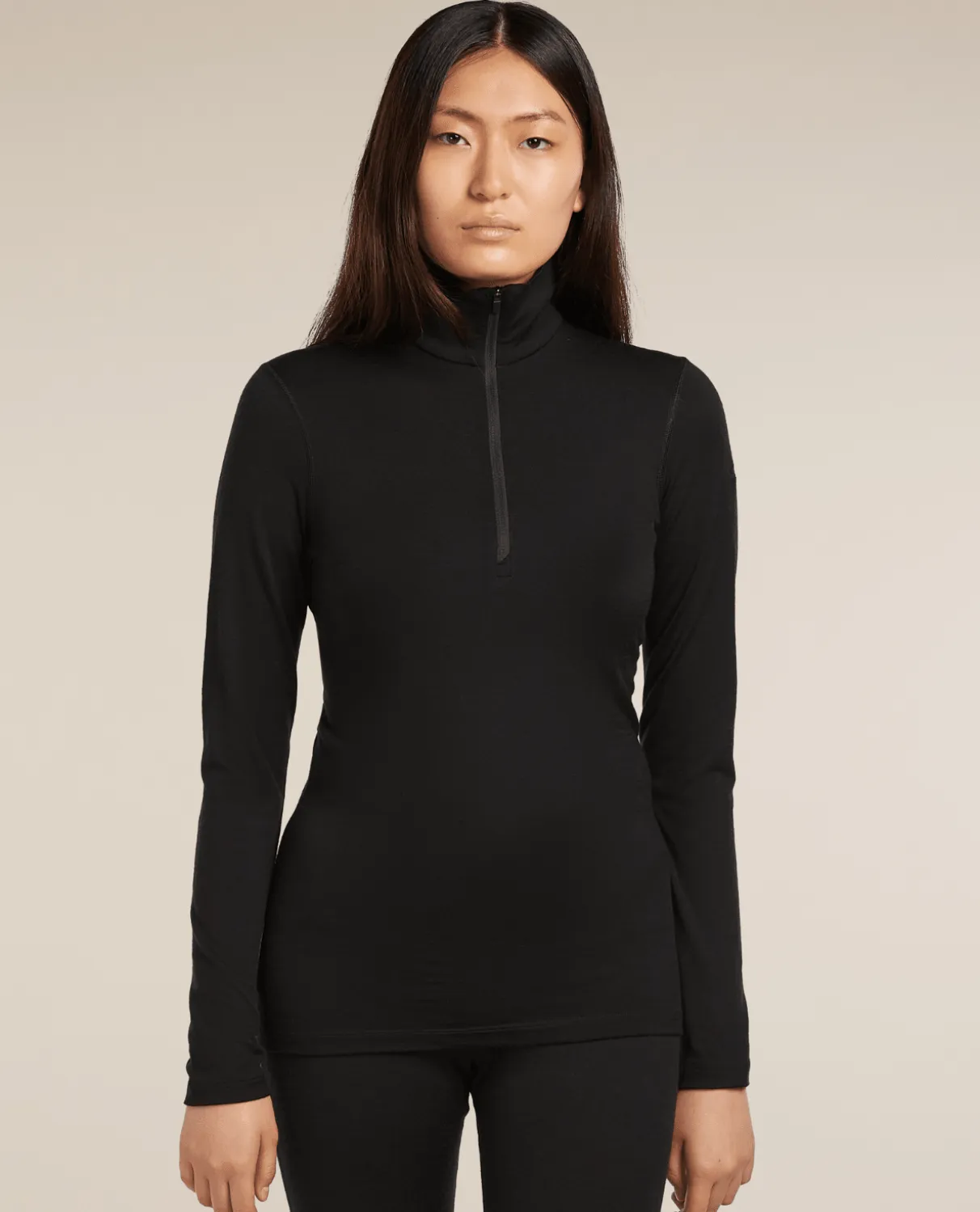 Icebreaker Women 200 Oasis Long Sleeve Half Zip - Black