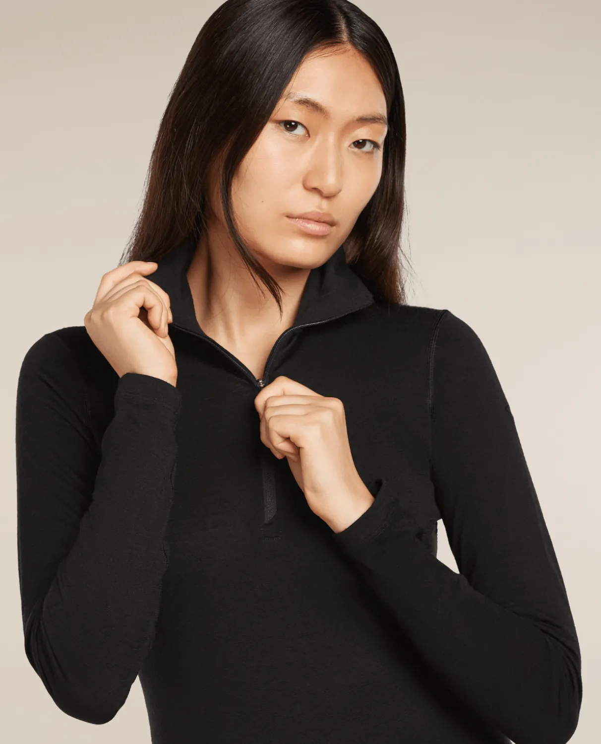 Icebreaker Women 200 Oasis Long Sleeve Half Zip - Black