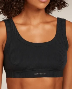 Icebreaker Women's Merino Blend Rib Lotus Bra - Black