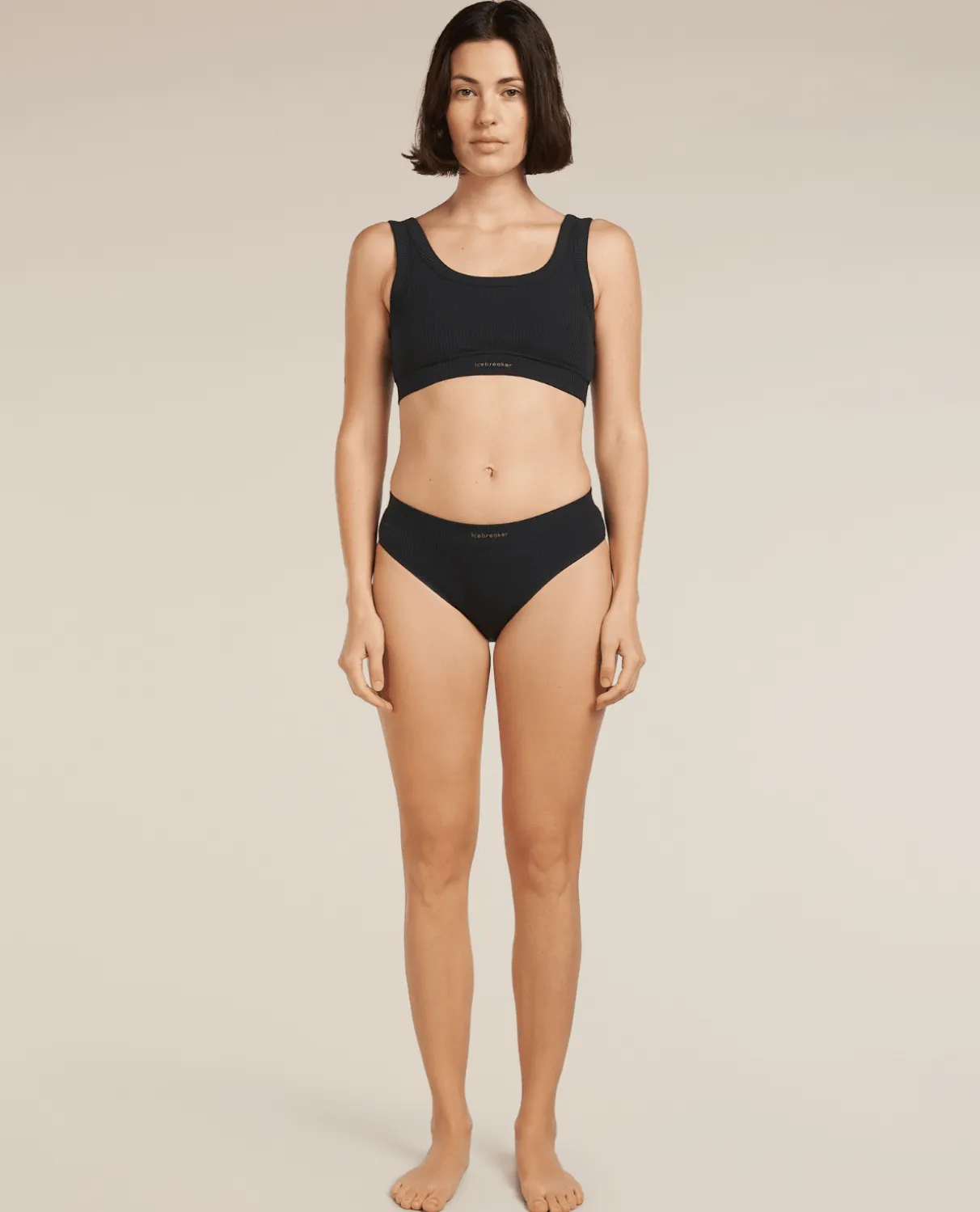 Icebreaker Women's Merino Blend Rib Lotus Hipster - Black