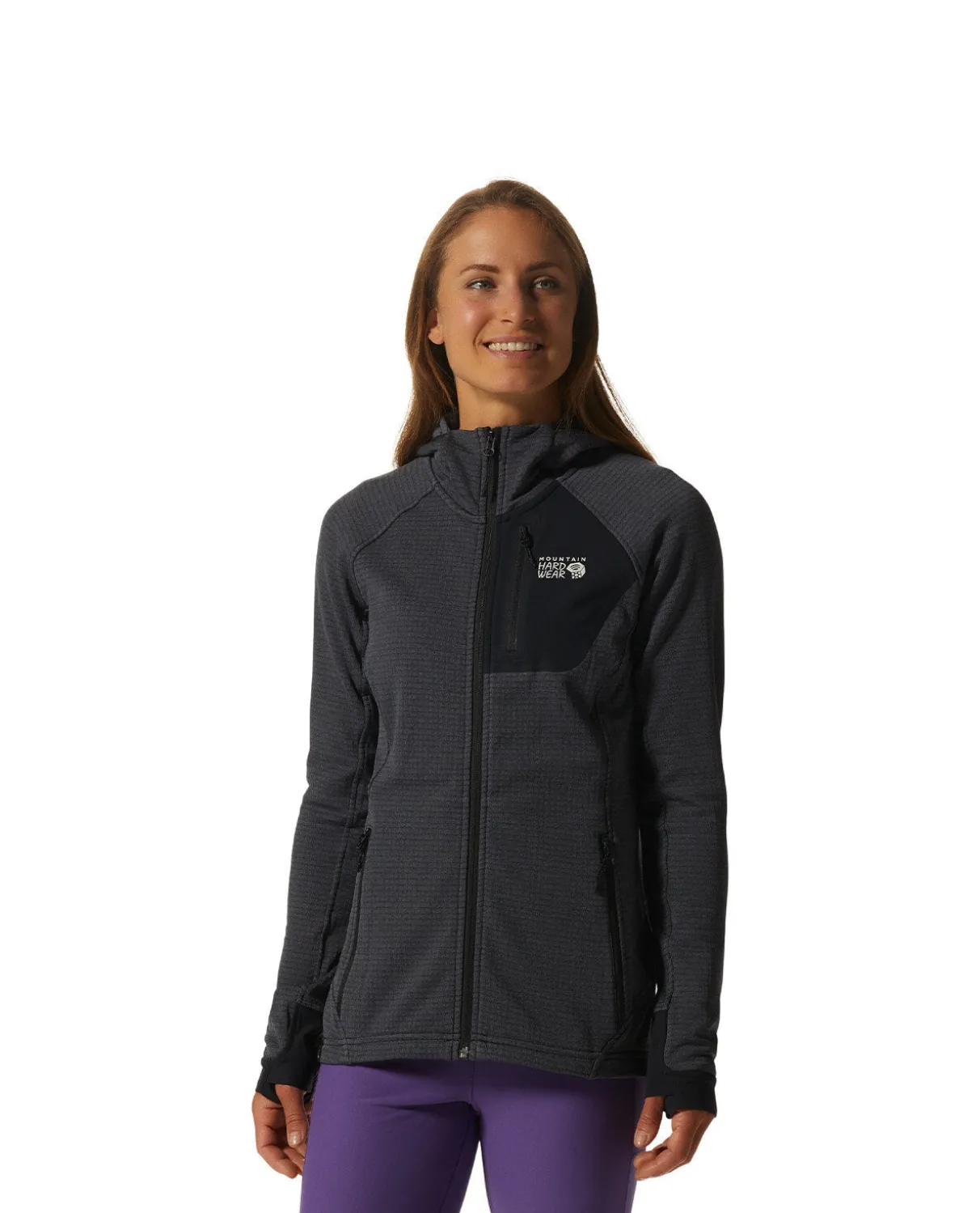 Mountain Hardwear W Polartec® Power Grid Full Zip Hoody - Blue Slate Heat