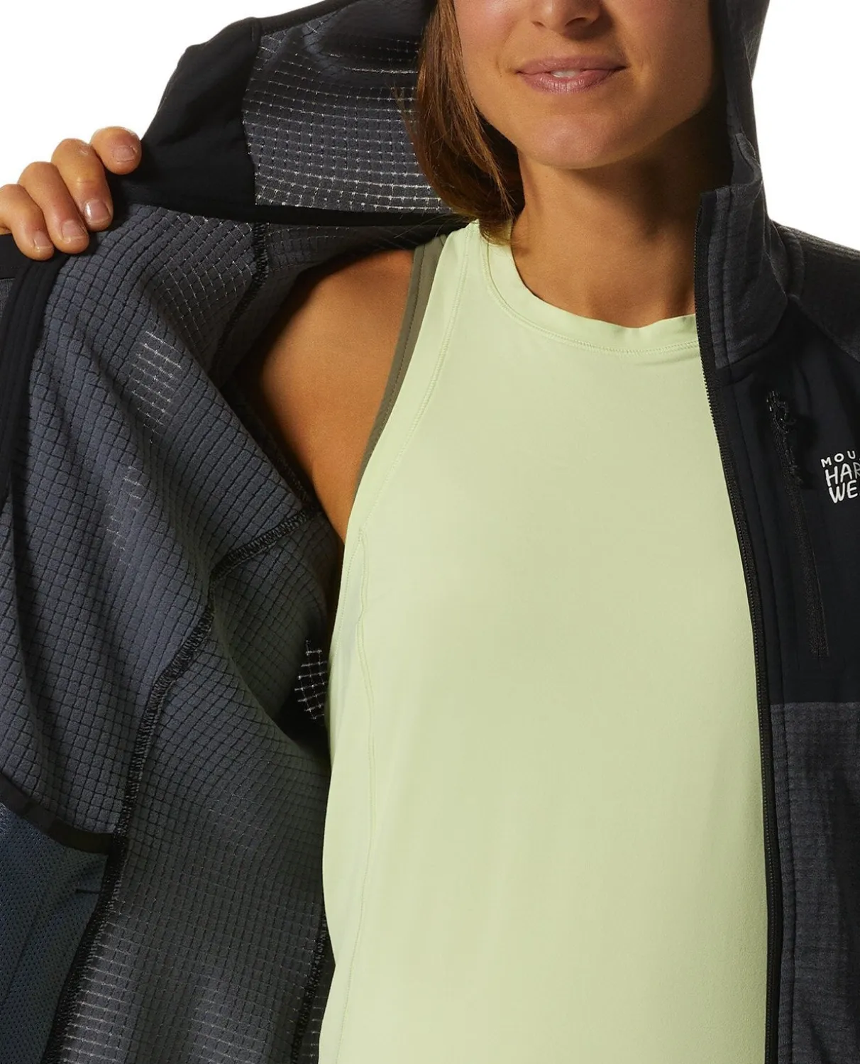 Mountain Hardwear W Polartec® Power Grid Full Zip Hoody - Blue Slate Heat