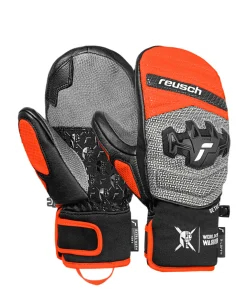 Reusch Worldcup Warrior GS Junior Mitten - Black/Silver/Fluo Red