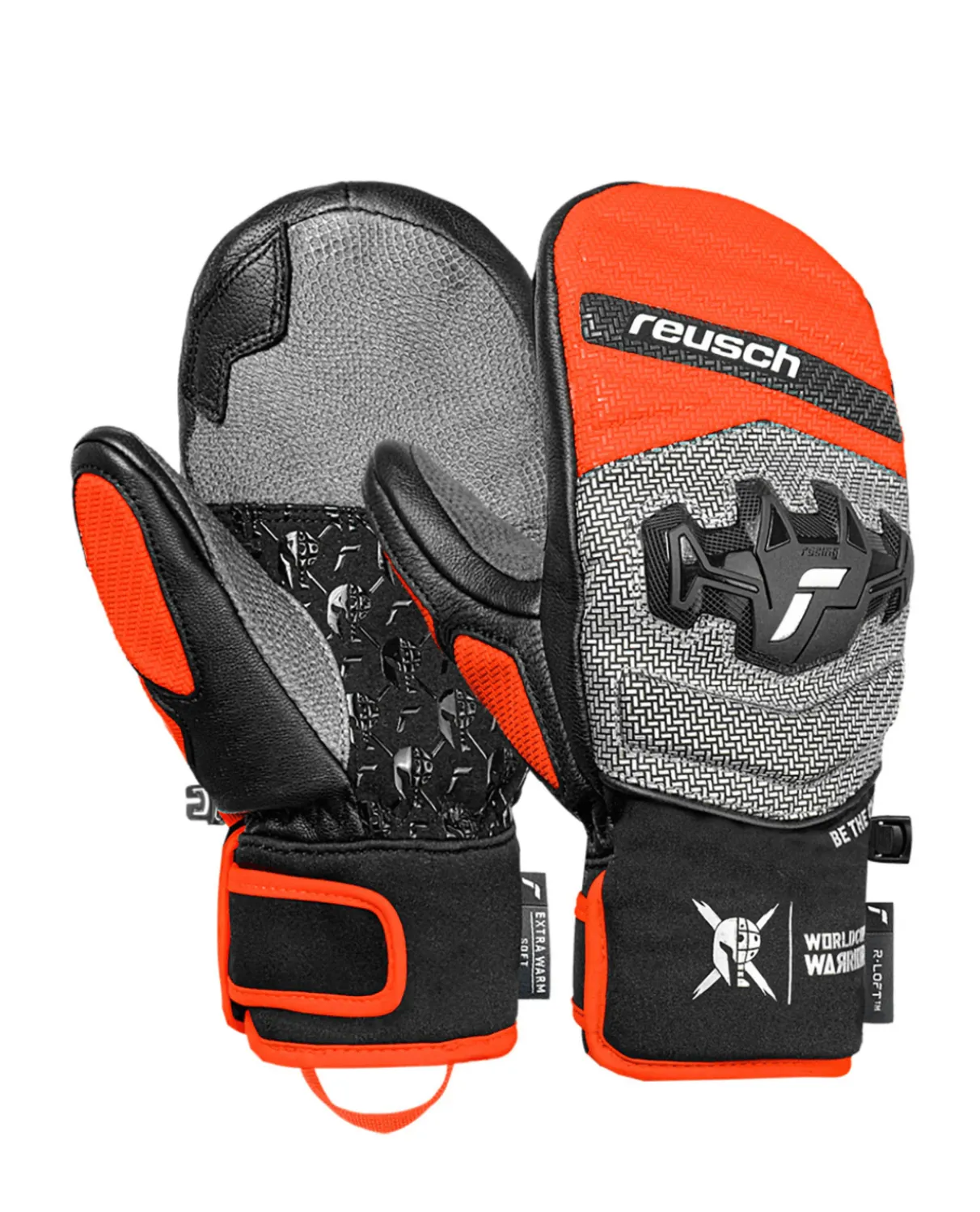 Reusch Worldcup Warrior GS Junior Mitten - Black/Silver/Fluo Red